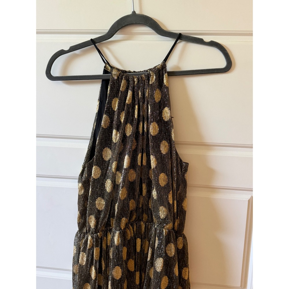 Anthropologie Sunday In Brooklyn Black Gold Halter Midi Dress Polka Dot Small - Picture 4 of 11